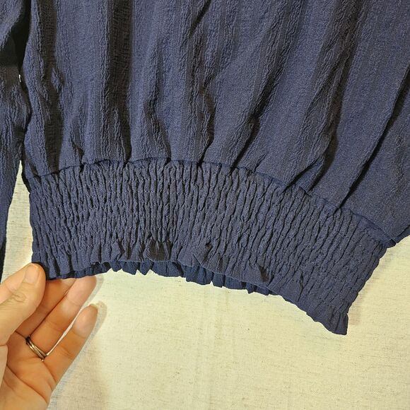 Navy Blue And Black Vneck Cropped Top Cute Anime Whimsygoth Witchy Academia - Picture 6 of 7